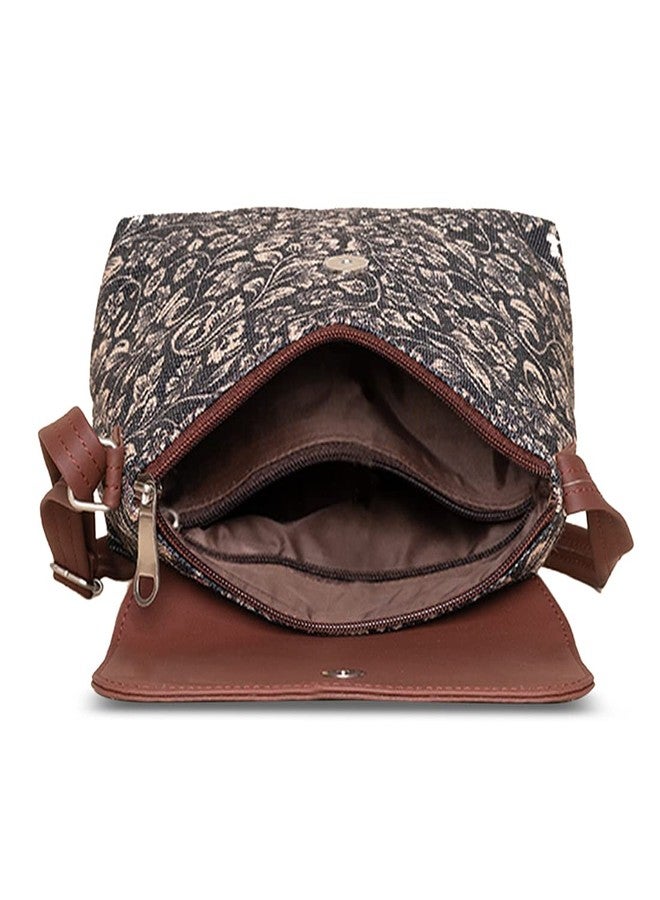 ZOUK Flap Sling Bag | Crossbody Bags for Women | Women's Handbags | Stylish | Vegan Leather Evening Bag | Travel & Office Use | Purse and Wallet | FloMotif Print - Image 5